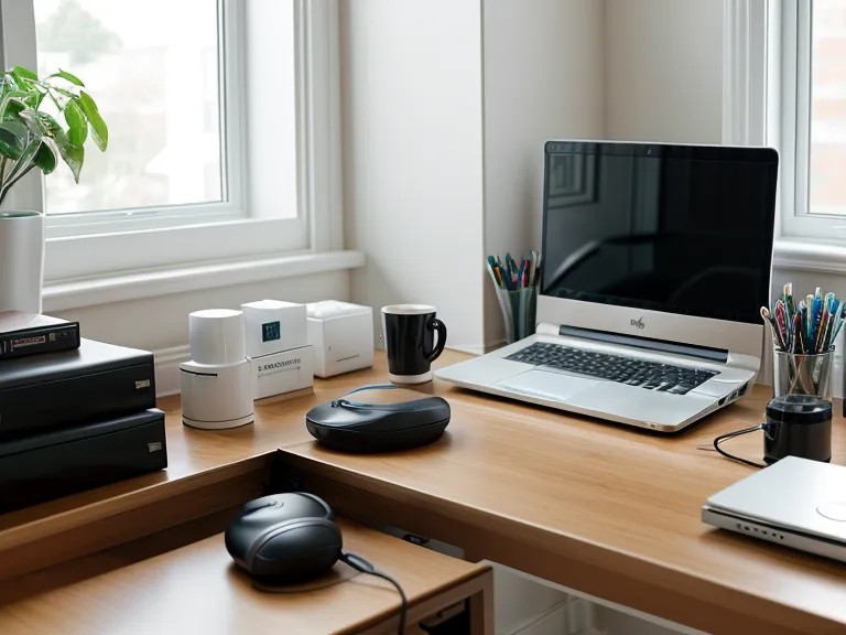 Sunset light over a Portland home office desk, workspace in shadow after a long day
