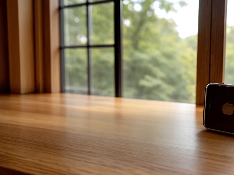 A smartphone placed far away from a workstation to minimize distractions.